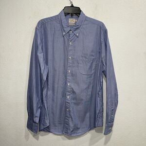J. Crew Slim Secret Wash Cotton 2ply Yarns classic Shirt  Blue Size L